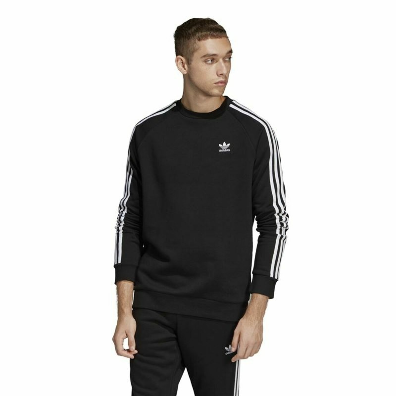 Sudadera sin Capucha Hombre Adidas 3 stripes Negro