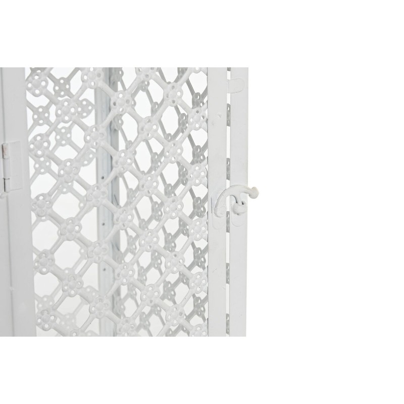 Farolas DKD Home Decor 24 x 24 x 74 cm Acabado envejecido Cristal Metal Blanco Árabe