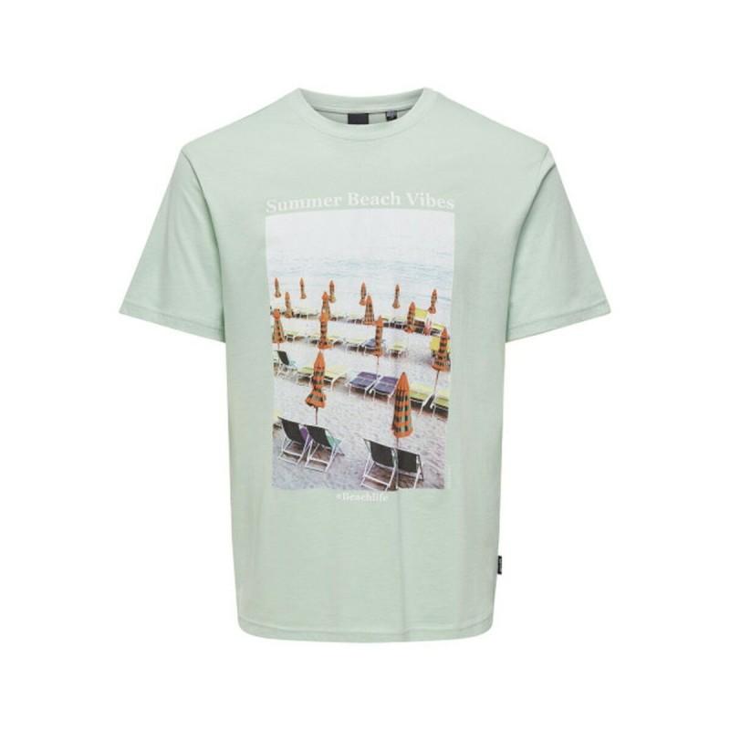 Camiseta de Manga Corta Hombre Only & Sons Onskolton Reg Beach Surf Verde