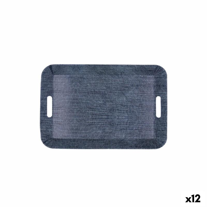 Bandeja de desayuno Quid Habitat Azul Plástico 33 x 23 x 4 cm Con asas Denim (12 Unidades)