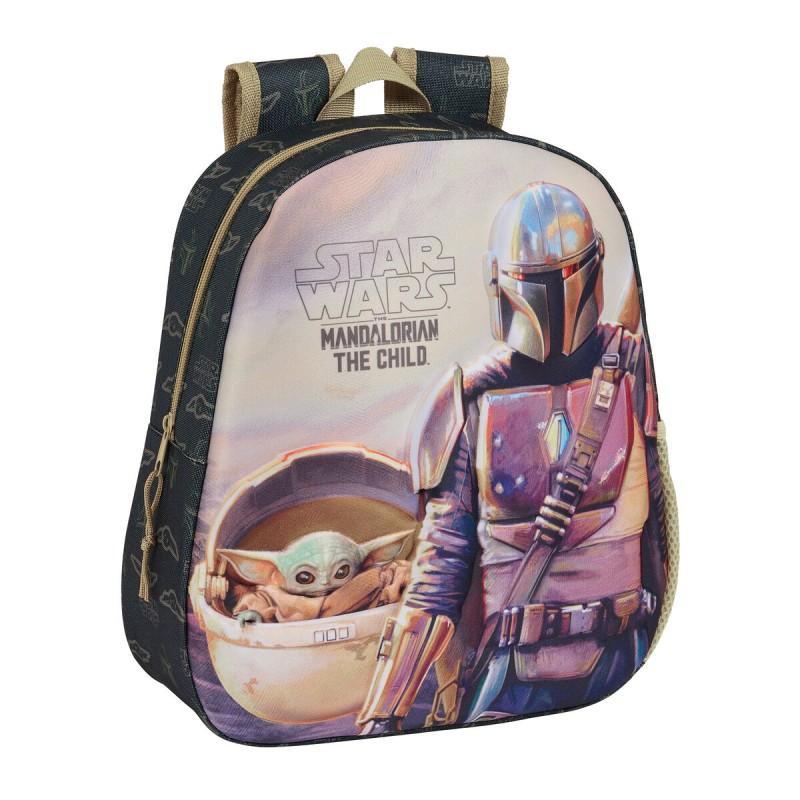 Mochila Infantil 3D The Mandalorian Negro Beige 27 x 33 x 10 cm