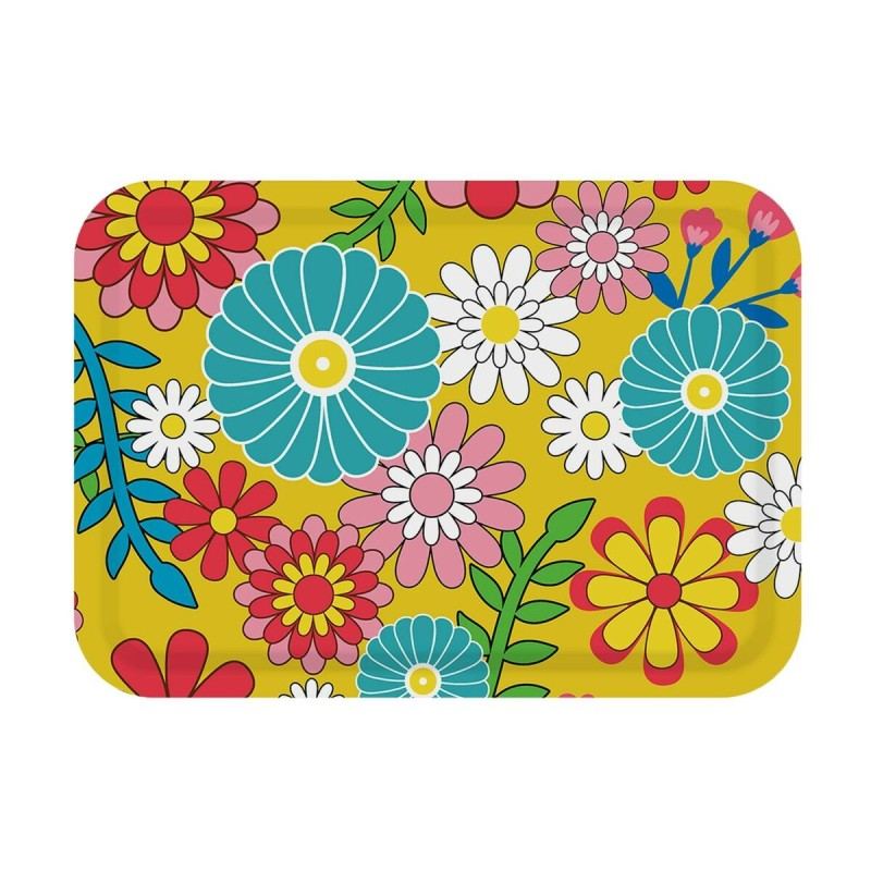 Bandeja Versa Amarillo Polietileno RPET Flores 27 x 2,2 x 38 cm