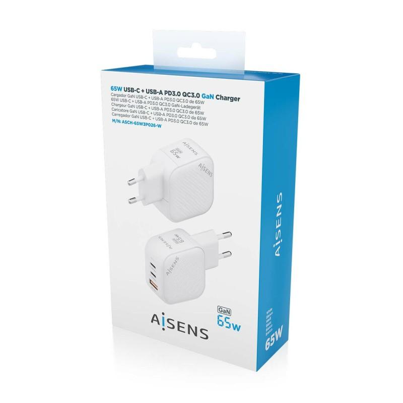 Cargador de Pared Aisens ASCH-65W3P026-W Blanco 65 W (1 unidad)