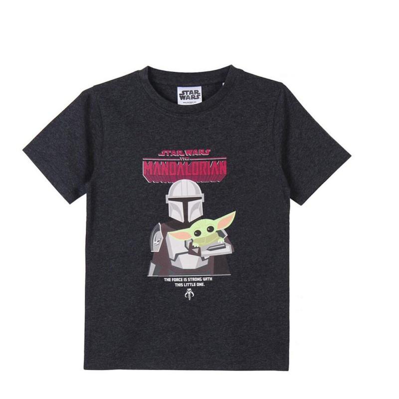 Camiseta de Manga Corta Infantil The Mandalorian Negro