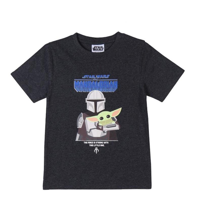 Camiseta de Manga Corta Infantil The Mandalorian Negro