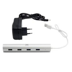 Hub USB Woxter PE26-142 Blanco Plateado Aluminio (1 unidad)