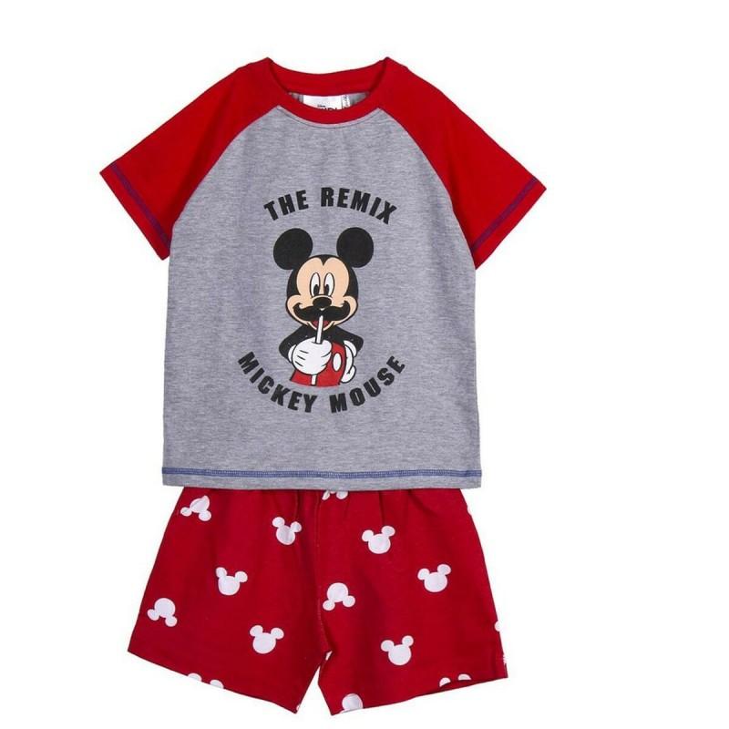 Pijama de Verano Mickey Mouse Rojo Gris