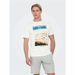 Camiseta de Manga Corta Hombre Only & Sons Onskolton Reg Beach Blanco