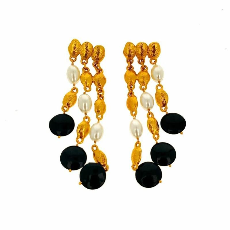 Pendientes Mujer Lola Casademunt Negro Dorado Blanco Perlas