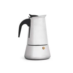 Cafetera Italiana Negro Plateado Acero 6 Tazas