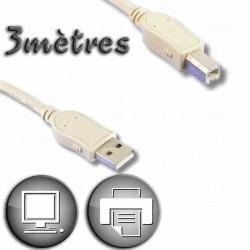 Cable USB 2.0 A a USB B Lineaire 3 m Beige