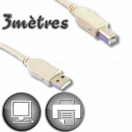 Cable USB 2.0 A a USB B Lineaire 3 m Beige