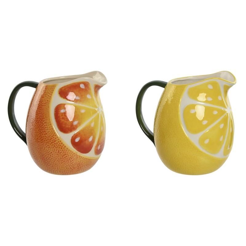 Jarra Home ESPRIT Gres Moderno Limón Naranja (2 Unidades)