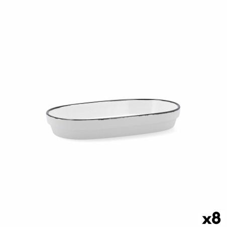 Bandeja de Aperitivos Ariane Vital Filo Blanco Negro Cerámica Alúmina 17,3 x 2,6 x 10 cm (8 Unidades)