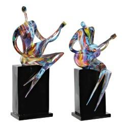 Figura Decorativa DKD Home Decor RF-181549 31 x 18 x 51,5 cm Negro Resina Multicolor Músico