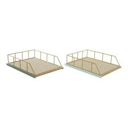 Set de Bandejas organizadoras DKD Home Decor Verde Polipropileno Madera MDF 28,5 x 36 x 9 cm (2 Unidades) (1 unidad)