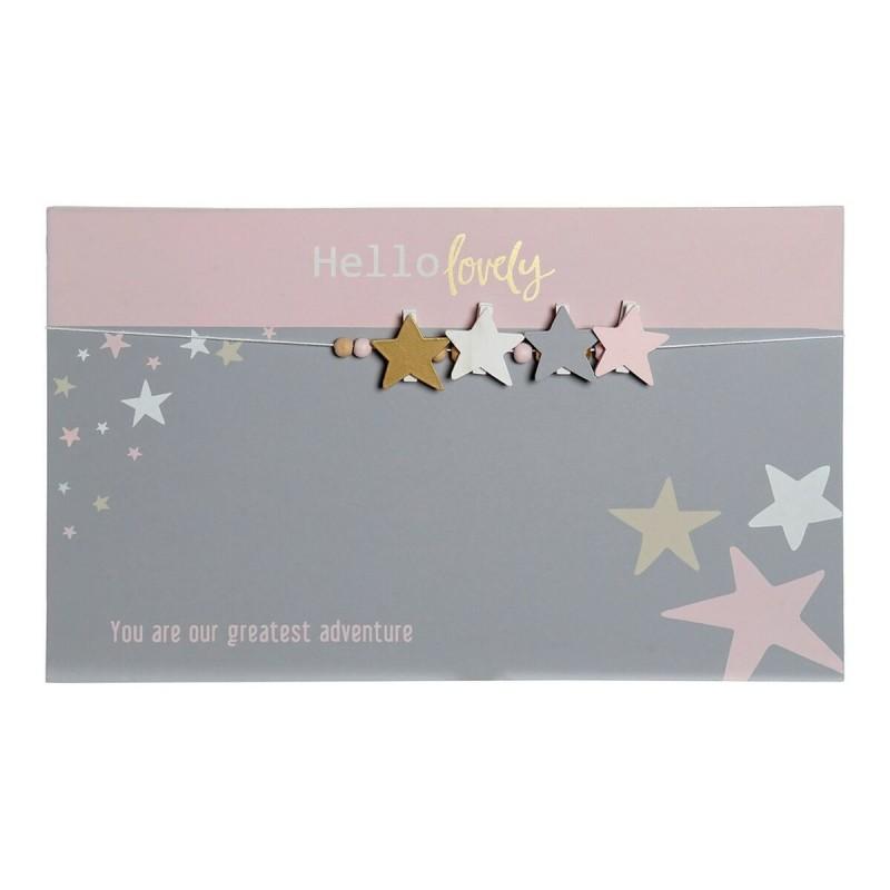 Cuadro Portafotos con Pinzas DKD Home Decor Hello Lovely Madera MDF Estrellas 40 x 1 x 24 cm