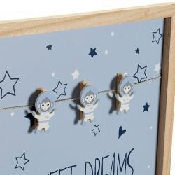 Cuadro Portafotos con Pinzas DKD Home Decor Sweet Dreams Madera Madera MDF 40 x 40 x 3 cm (2 Unidades)