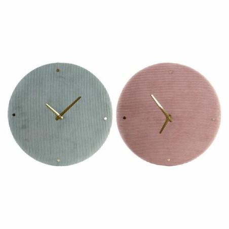 Reloj de Pared DKD Home Decor Verde Rosa 40,5 x 5,5 x 40,5 cm (2 Unidades)