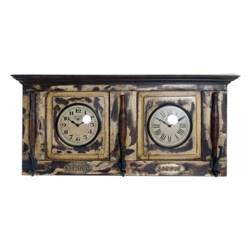 Reloj de Pared DKD Home Decor London Teca (81 x 15 x 37 cm)