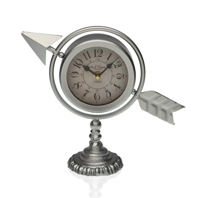 Reloj de Mesa Versa Plateado Flecha completa Metal (23 x 16 x 8 cm)