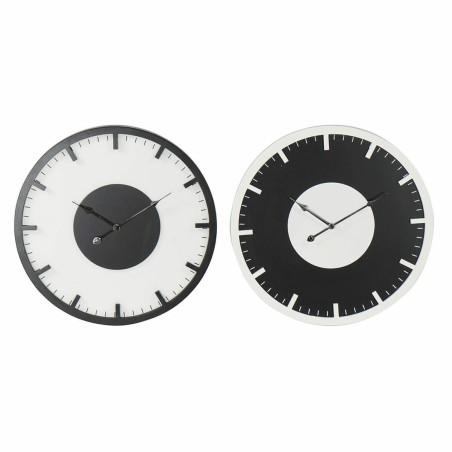 Reloj de Pared DKD Home Decor 50 x 3,5 x 50 cm Negro Blanco Vintage Madera MDF (2 Unidades)