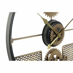 Reloj de Pared DKD Home Decor 40 x 5,5 x 40 cm Plateado Negro Dorado Hierro Engranajes (2 Unidades)