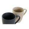 Juego de Tazas DKD Home Decor Beige Gris oscuro Madera de caucho Gres 300 ml 19 x 13 x 31 cm (4 Piezas)