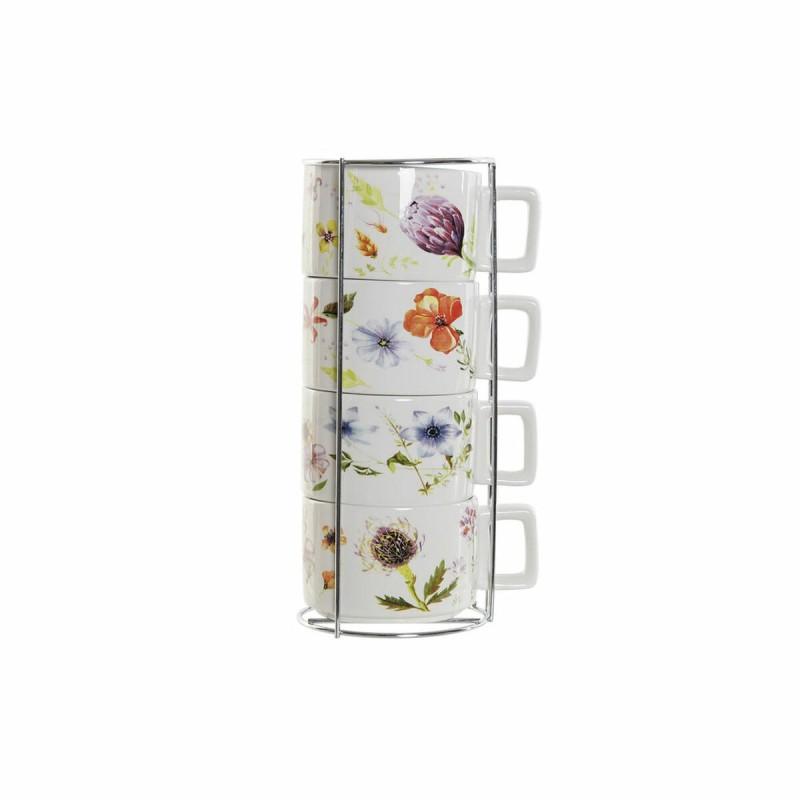 Juego de Tazas de Café DKD Home Decor Multicolor Metal Dolomita 260 ml (4 Piezas)