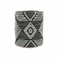 Cesto DKD Home Decor 27 x 27 x 32 cm Natural Negro Blanco Ikat Jute Flecos Boho