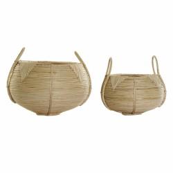 Juego de Cestas DKD Home Decor Ratán Bali (2 pcs) (25 x 25 x 22 cm) (35 x 35 x 37 cm)