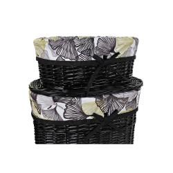 Juego de Cestas DKD Home Decor Negro Multicolor Mimbre 51 x 37 x 56 cm 5 Piezas