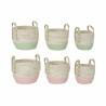 Juego de Cestas DKD Home Decor Natural Rosa Verde Fibra natural 30 x 30 x 32 cm Boho (2 Unidades)