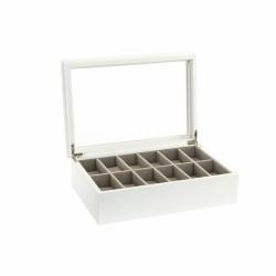 Caja-Joyero DKD Home Decor 102182 Relojes 28 x 19 x 9 cm Cristal Blanco Madera MDF