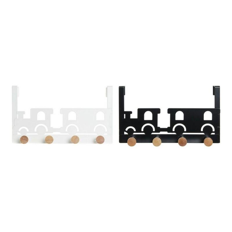 Perchero para Puertas DKD Home Decor 8424001835546 Tren Blanco Negro Metal Madera MDF 28,5 x 8,5 x 16,5 cm (2 Unidades)