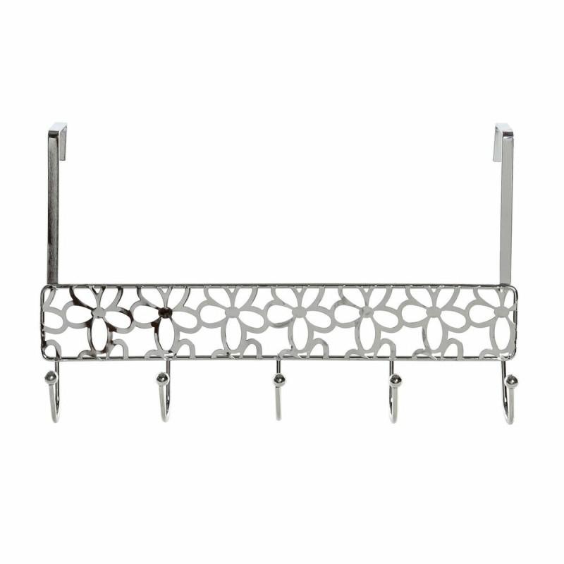 Perchero para Puertas DKD Home Decor Plateado Metal Plástico Flores 32 x 10 x 19 cm