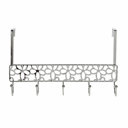 Perchero para Puertas DKD Home Decor Plateado Metal Plástico Flores 32 x 10 x 19 cm