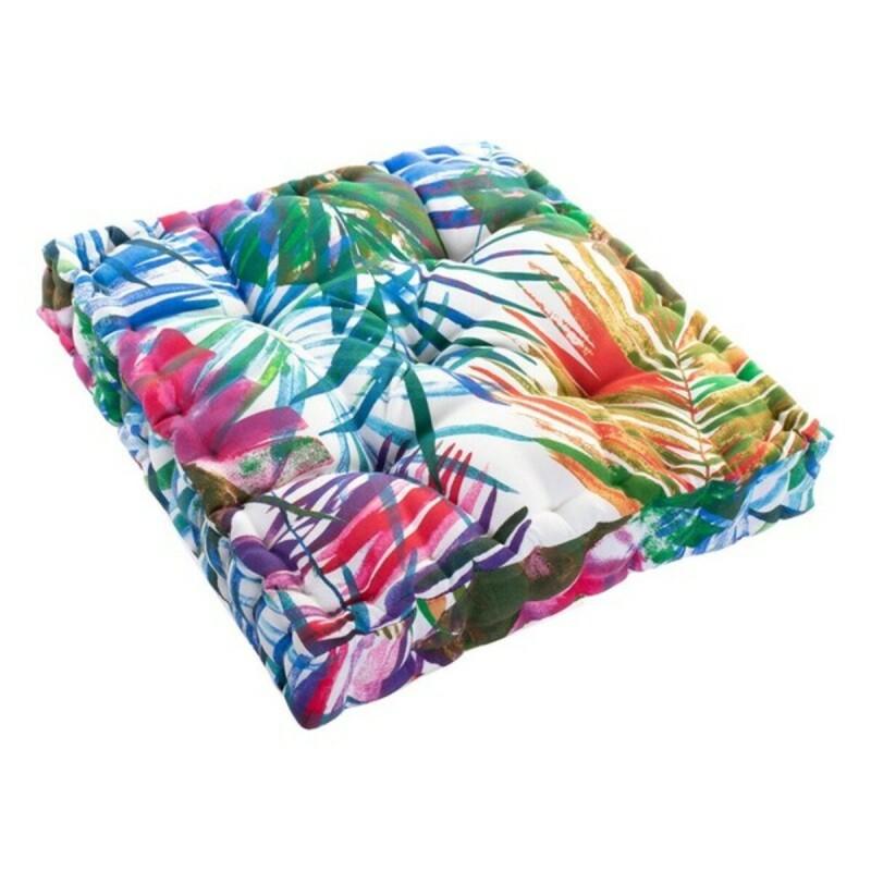 Cojín DKD Home Decor 8424001666423 Océano Poliéster Aluminio Multicolor Tropical Hoja de planta (43 x 43 x 7 cm)