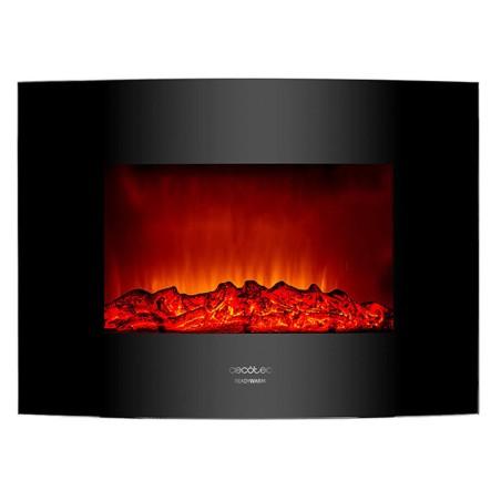 Chimenea Eléctrica Decorativa de Pared Cecotec Warm 2200 Curved Flames 2000W Negro