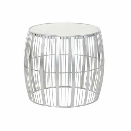 Mesa auxiliar DKD Home Decor Blanco Mármol Hierro Plateado (46 x 46 x 41 cm)