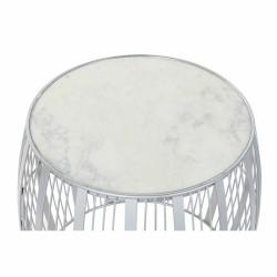 Mesa auxiliar DKD Home Decor Blanco Mármol Hierro Plateado (46 x 46 x 41 cm)