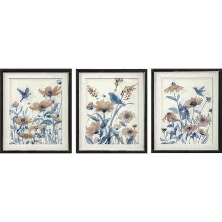 Cuadro DKD Home Decor 50 x 2 x 60 cm Flores Shabby Chic (3 Piezas)