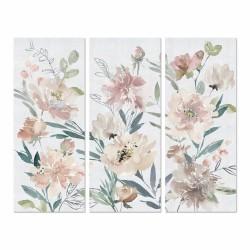 Cuadro DKD Home Decor Flores 55 x 3 x 135 cm Shabby Chic (3 Piezas)