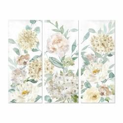 Cuadro DKD Home Decor Flores 55 x 3 x 135 cm Shabby Chic (3 Piezas)