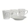 Juego de Tazas con Platos DKD Home Decor Blanco Metal Gres 90 ml 8 x 6 x 6 cm 11 x 11 x 2 cm