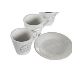 Juego de Tazas con Platos DKD Home Decor Blanco Metal Gres 90 ml 8 x 6 x 6 cm 11 x 11 x 2 cm