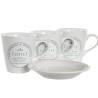 Juego de Tazas con Platos DKD Home Decor Blanco Metal Gres 180 ml 12 x 12 x 2 cm