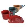 Juego de Tazas con Platos DKD Home Decor Amarillo Azul Rojo Verde Gres 180 ml 14 x 14 x 2 cm