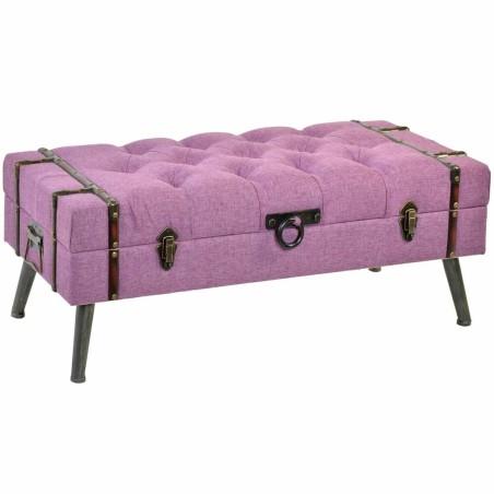 Banqueta DKD Home Decor   Metal Poliéster Fucsia Madera MDF (102 x 42 x 40,5 cm)