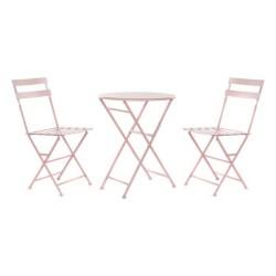 Conjunto de Mesa con 2 Sillas DKD Home Decor MB-177410 Rosa 60 x 60 x 75 cm (3 pcs)